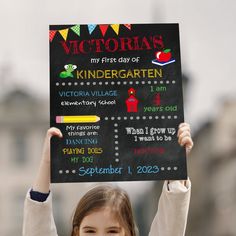 My First Day Of School Name Details Age Date Poster First Day Of School Gifts, My First Day Of School, Nursery Poster, When I Grow Up, Kids Poster, First Day Of School, Kid Names