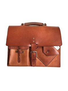 Standard Classic Leather Briefcase Satchel in thick full-grain leather Classic Briefcase With Laptop Sleeve, Classic Leather Case With Laptop Sleeve, Cognac Satchel For Business Trips, Leather Briefcase With Luggage Sleeve In Cognac, Cognac Leather Briefcase With Luggage Sleeve, Cognac Satchel Briefcase With Luggage Sleeve, Professional Leather Briefcase With Laptop Sleeve, Business Bridle Leather Satchel Shoulder Bag, Brown Vegetable Tanned Leather Satchel For Formal