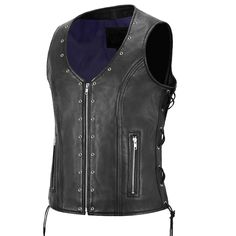 Punk Bikers Eyelet Leather Waistcoat | Women Gothic Vest Jackethunt