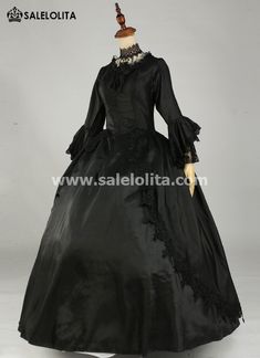 Black Rococo Maire Antoinette Dress Gothic Victorian Dress Elegant Black Costume Dress, Elegant Black Dress For Costume, Elegant Black Dress For Costume Occasion, Ball Gown Victorian, Black Rococo, Ball Gowns Victorian, Marie Antoinette Dress, Wedding Dress Gothic, Gown Victorian