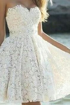 White Dresses With Lace Bodice And Spaghetti Straps, Spaghetti Strap Lace Bodice Dress For Wedding, Spaghetti Strap Lace Dress For Wedding, Elegant Lace Wedding Dress With Spaghetti Straps, A-line Lace Dress For Wedding And Prom Season, White Spaghetti Strap Homecoming Dress, White Lace Dress For Prom Season, Tulle Dress Short, Pretty White Dresses