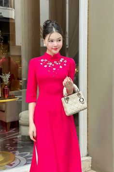 Very elegant design Elegant Pink Ao Dai With Floral Embroidery, Elegant Embroidered Ao Dai For Summer, Elegant Floral Embroidered Ao Dai For Summer, Formal Spring Embroidered Ao Dai, Formal Embroidered Ao Dai For Spring, Spring Formal Embroidered Ao Dai, Embroidered Ao Dai For Spring Formal, Traditional Ao Dai For Spring Party, Spring Party Traditional Ao Dai