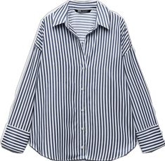 a blue and white striped shirt that is folded up to show the chest, with long sleeves