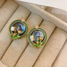 Item Type: Earrings Gender: Women Style: Retro, Casual Painting Earrings, French Oil Painting, Linen Cushion, Fashion Jewellery, Linen Clothes, Linen Women, Metal Color, Style Retro, French Antiques