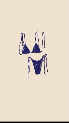 two bras on a table with strings attached to the bra, in blue ink