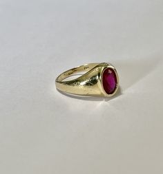 Classic Red Ruby Ring, Oval Cabochon, Classic Red Ruby Ring With Oval Cabochon, Yellow Gold Ruby Signet Ring With Polished Finish, Heirloom Red Gold Signet Ring, Vintage Ruby Rings With Polished Finish, Vintage Ruby Ring With Oval Cabochon And Polished Finish, Vintage 14k Gold Ruby Ring With Polished Finish, Vintage Oval Cabochon Ruby Ring With Polished Finish, Classic 14k Gold Red Signet Ring