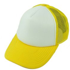 This hat features blank foam panel on front. This hat contains adjustable snapback closure. Officially Licensed Product. Yellow Adjustable Visor Snapback Hat, Yellow Trucker Hat With Flat Bill, Yellow Adjustable Trucker Hat, Yellow Sports Trucker Hat With Curved Brim, Yellow Trucker Snapback Hat, Yellow Trucker Hat For Sports, Adjustable Blank Snapback Trucker Hat, Yellow Sports Trucker Hat, Yellow Trucker Snapback Hat, One Size