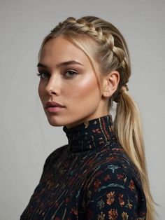 Sophisticated Ponytail, Braided Updo Ponytail, Braided Crown, Blonde Ponytail, Sleek Ponytail Hairstyles, Lighter Hair, Simple Ponytails, Gorgeous Hair Color, Braided Ponytail Hairstyles