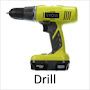 a drill is shown with the word drill in front of it and an image of a drill