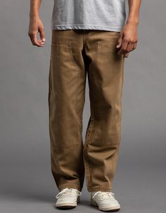 Rsq Twill Utility Pants. Button Waist Paired With Zipper Fly. Double Layer Knee Patches. Back Patch Pockets. Carpenter Pockets On Right Leg. Hammer Loop On Left Leg. 100% Cotton. Machine Wash. Imported. Utility Pants Outfit Men, Mens Utility Pants, Tan Cargo Pants Outfit Men, Painter Pants Outfit Men, Men’s Vintage Style, Painter Pants Outfit, Khaki Work Pants With Patch Pockets For Streetwear, Dickeys Pants