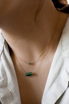 "𝗘𝗮𝘀𝘆 𝗧𝗼 𝗦𝘁𝘆𝗹𝗲, 𝗠𝗮𝗱𝗲 𝗧𝗼 𝗟𝗮𝘀𝘁 Our dainty jade gemstone necklaces are easy to layer and ready to be worn on repeat! Created to last a lifetime, these necklaces will remain evergreen even as the years and trends come and go. 𝗠𝗮𝘁𝗲𝗿�𝗶𝗮𝗹𝘀 𝗪𝗲 𝗨𝘀𝗲 This necklace is made entirely with sturdy 14k yellow gold filled or sterling silver pieces and a genuine gemstone pendant. It is safe to wear in the shower, but we recommend avoiding prolonged exposure to chemicals like chlor Gemstone Bar Necklace, Jade Pendant Necklace, Sterling Necklace, Jade Gemstone, Gemstone Necklaces, Sterling Necklaces, Solid Gold Earrings, Dainty Chain, Jade Necklace