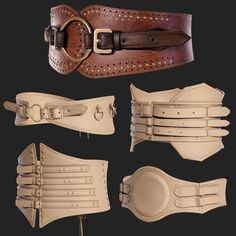 Belt Buckle Drawing Reference, Medieval Fantasy Clothing, Leather Handbag Patterns, Corset Sewing Pattern, Leather Armor, Marvelous Designer