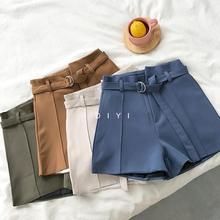 Fitted Casual Shorts Solid Color, Fitted Casual Solid Color Shorts, Shorts With Belt, Wide Leg Shorts, Wrap Skort, Women Shorts, Short Waist, Leather Shorts, Office Casual