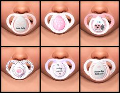 six different images of the same baby pacifier