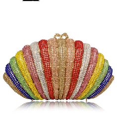 Diamond Crystal Shell Clutch – The Fashion Doll House Shell Clutch, Bridesmaid Clutches, Clutch Bag Wedding, Luxury Clutch, Pu Bag, Crystal Clutch, Bridal Clutch, Colorful Bags, Trend Style