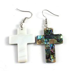 Free USPS Ground Advantage Shipping from California to USA addresses. New Zealand Abalone Shell Earrings The Cross is 1.5" long x 1.0" wide x 1/16" deep The Hoop is 3/4" long Total dangle (Hoop and cross) is 2 1/4" Large Cross Earings Macys, Earrings Combo, Shell Cross, Earrings Cross, Abalone Necklace, Rose Quartz Gemstone, Cross Earrings, Necklace Size, Shell Earrings