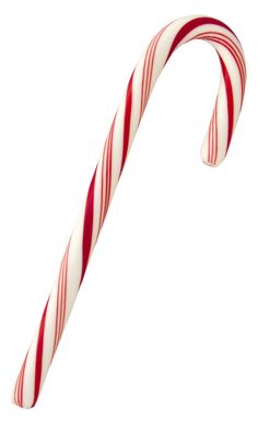 a red and white candy cane on a white background