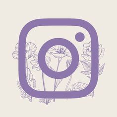 an instagram logo with flowers and leaves on the bottom right hand corner in purple