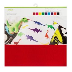 the cricut dinosaurs are on display in this box, and it's bright colors