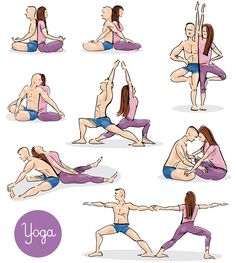 a woman doing yoga poses in various positions