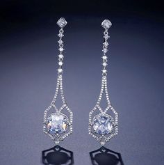 "Casey" - Silver Cubic Zirconia Bridal Earrings