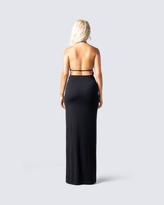 Unleash a deadly dose of glamor and seduction in this classy, but sassy black halter maxi dress 🖤 Adorned with gold chain waist detailing, this maxi is made from a stretch jersey, and complete with adjustable halter straps, and an exposed back 💅🏼 Black Stretch Halter Maxi Dress, Black Halter Maxi Dress For Night Out, Black Floor-length Halter Evening Dress, Stretch Floor-length Maxi Dress For Club, Elegant Floor-length Maxi Dress For Club, Stretch Maxi Dress For Club, Black Halter Maxi Dress For Party, Stretch Halter Maxi Dress For Night Out, Stretch Halter Neck Maxi Dress For Gala