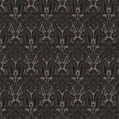 an ornate black and grey wallpaper pattern