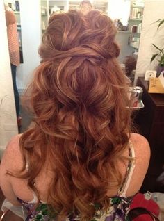 Long Curly Hairstyles 2014: Tied up hairstyles for long curly hair #DressUpPartyDown @tjmaxx Bridal Hair Half Up Half Down, Messy Curls, Hair Styles 2014, Popular Haircuts, Penteado Cabelo Curto, Long Wavy Hair, Wedding Hair And Makeup, Long Curly Hair, Long Curly