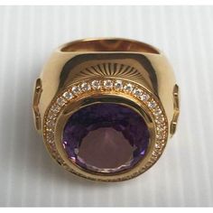 Huge Natural Amethyst Gold Bishop Ring Luxury Gold Round Cut Gemstones, Modern Gold Amethyst Gemstone Ring, Luxury Yellow Gold Ring Gemstone, Luxury Signet Ring With Accent Stones, Luxury Gold Amethyst Ring For Anniversary, Luxury Round Amethyst Gemstones, Luxury Polished Amethyst Ring Gift, Luxury Amethyst Jewelry Stamped 14k, Luxury 14k Stamped Amethyst Jewelry