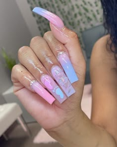 Pink And Blue Nails Gender Reveal, Maternity Nails, Baby Shower Nails, Books Open, Acrylic Toe Nails, Long Acrylic Nail Designs, Baddie Nails