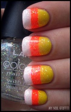 cute halloween decorations | Halloween nails, so cute! Must try | Halloween ideas Do It Yourself Nails, Candy Corn Nails, Fingernail Designs, Halloween Nail Designs, Mia 3, Halloween Nail Art, Cute Nail Designs, Fancy Nails, Easy Nail Art