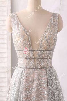 plunging V neck Unique Prom Dress, Designer Prom Dress, Gold Bra, Sparkly Prom Dress, Glitter Overlays, Unique Prom Dresses, Unique Dress, Plunging Neck, Designer Prom Dresses