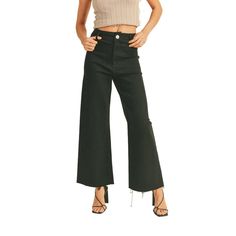 Miou Muse - Straight Wide Leg Denim Pants - MMP623 - Walmart.com Denim Flare Jeans, Flare Denim Jeans, Anthropologie Brands, Tie Front Cardigan, High Waisted Jeans, Denim Flares, American Eagle Jeans, Mid Rise Jeans