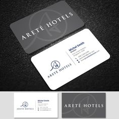 a business card with the name artie hotels on it and an image of a hotel logo