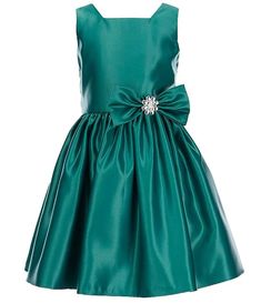 Sweet Kids Big Girls 7-16 Sleeveless Satin Pleated Fit-And-Flare Dress | Dillard's Pageant Interview Dress, Pageant Interview, Interview Dress, Teen Outfits, Green Girl, Interview Outfit, Dress 16, Dillard's, Flower Brooch