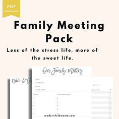 the family meeting pack is shown with text