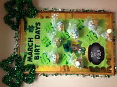 a green and gold st patrick's day bulletin board