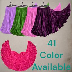 25 Yard 4 Tier skirt Women Belly Dance Color Casual Wear Spinning skirt S20 Dance Skirt Bottoms With Lining, Fitted Ruffled Skirt Petticoat For Dance, Fitted Ruffled Petticoat For Dance, Fitted Skirt For Spring Dancewear, Pleated Stretch Petticoat, Summer Dance Petticoat With Ruffles, Stretch Belly Dance Skirt For Dance, Summer Dance Petticoat With Attached Cancan, Stretch Flared Dance Skirt