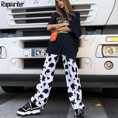 Cow Print Pants, Loose Trousers, January 19, Printed Trousers, Print Pants, Pants And Leggings, Trouser Style, Loose Pants, Style Streetwear