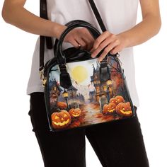 This fine art shoulder bag is all about expressing style. Practical and long-lasting, this bag features a single zippered top closure as well as a removable, adjustable fabric shoulder strap so that it can double as a stylish handbag; perfect for any & all occasions. Halloween Satchel Shoulder Bag With Adjustable Strap, Halloween Satchel Bags, Black Satchel With Zipper Closure As A Gift, Artistic Crossbody Bag With Adjustable Strap, Halloween Travel Crossbody Bag, Artistic Shoulder Bag With Adjustable Strap, Artistic Crossbody Bag For Everyday Use, Artistic Satchel Shoulder Bag For Daily Use, Artistic Crossbody Shoulder Bag For Travel