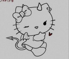 a drawing of a hello kitty holding an arrow