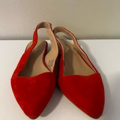 Sophia Milano Made In Italy Sling Back Red Flats Size 36 Never Used 2976 Platform Chelsea Boots, Sam Edelman Mules, Beige Mules, Size 12 Heels, Red Wedges, Womens Black Flats, Leather Loafers Women, Sperry Women's, Studded Ankle Boots