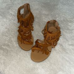 Wild Diva Lounge Fringe Suede Sandals 8 Never Worn; Brand New Condition Size 8 Zipper In The Back Sooo Cute Item # (Pp ; Box ) : 1302 Wild Diva Shoes, Suede Sandals, Women's Shoes Sandals, Diva, Shoes Sandals, Lounge, Women Shoes, Sandals, Brand New