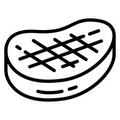 a black and white line drawing of a piece of bread with stitches on it's side