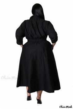 Olivia Mark - Plus Size Pure Color Long Sleeve Shirt Dress for Women Fitted Black Shirt Dress With Pockets, Shirt Dress For Women, Fluffy Skirt, Striped Maxi Dresses, Long Sleeve Shirt Dress, Types Of Skirts, Polo Collar, Dress For Women, Pure Color