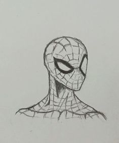 a drawing of a spider man with his head turned to look like he is in the middle