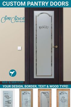 custom pantry doors for your design, border, text & wood type are on display