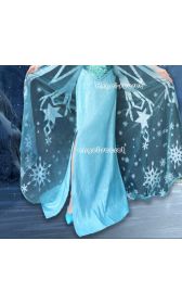 the frozen princess costume is blue and has snowflakes on it's skirt