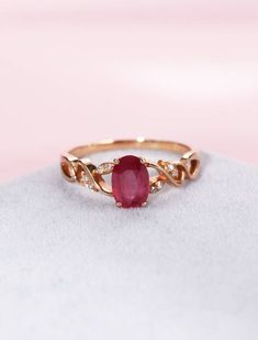 Vintage engagement ring Rose Gold engagement ring women Lab Ruby Antique Halo Unique Diamond Wedding Bridal Jewelry Anniversary gift for women All our diamonds are 100% natural and not clarity enhanced or treated in anyway. We only use conflict-free diamonds and gemstones. Description: - Vintage Vintage Engagement Rings Rose Gold, Engagement Rings Ruby, Engagement Rings Rose Gold, Engagement Rings Rose, Ruby Ring Designs, Rings Ruby, Rings Rose Gold, Engagement Ring Women, Rose Gold Engagement Ring Vintage