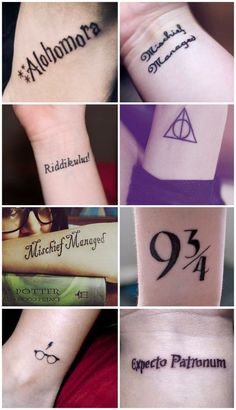 harry potter tattoos on both wrist and arm